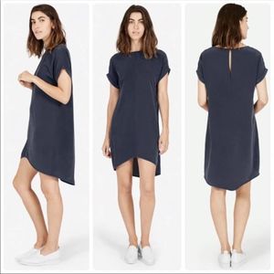 Everlane Navy Blue The Silk Square Short Sleeve Shirt Dress Size 2